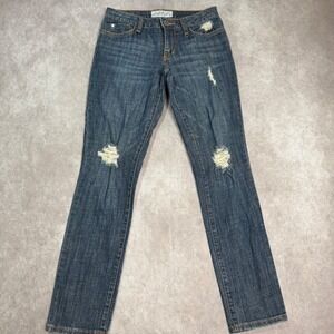 Phat Fashions Silver Label Womens Distressed Skinny Jeans Indigo Low Rise 28x29